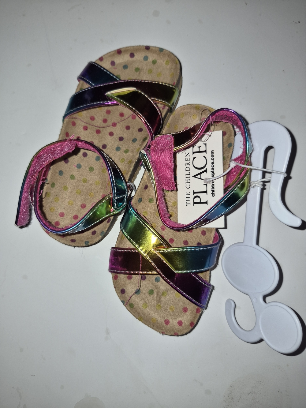Children Place Toddler Size 7 Kids Rainbow Metallic Strap Sandals NWT